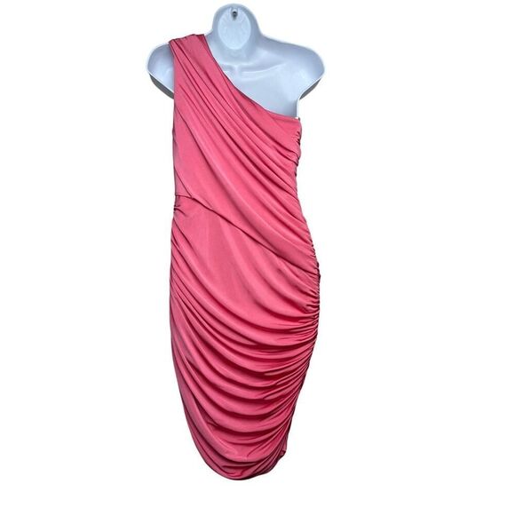 Tadashi Shoji Pink Ruched One Shoulder Mini Dress NWT Sz. PM - Picture 2 of 9